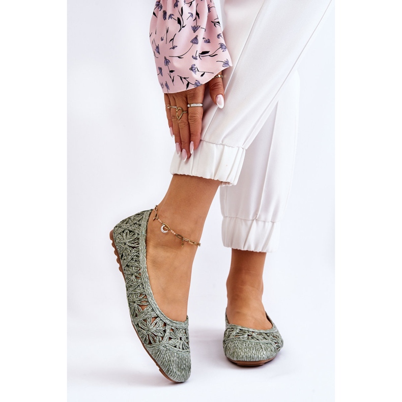 PS1 Áttört divatos balerinák Green Thiago zöld 1