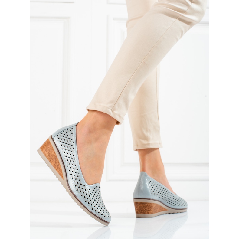 W. Potocki Női áttört pumpák Potocki szürke 2