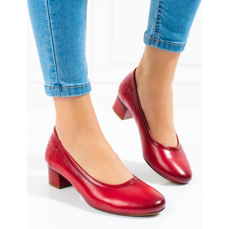 W. Potocki Női alacsony sarkú pumpák Potocki piros 1