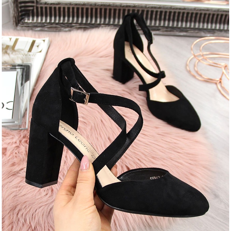 Női fekete szandál a poszton Sergio Leone SK863 2