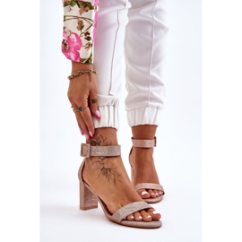Fényes magassarkú szandál Rose Gold Maxim rózsaszín 1