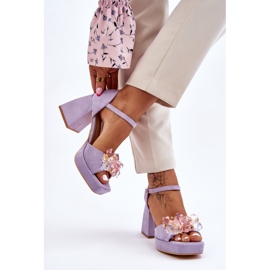 PS1 Divatos szandál kristályokkal masszív sarkú lila Garrett ibolya 2