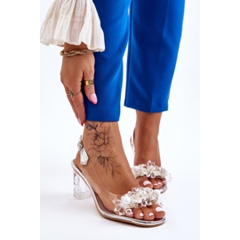 S.Barski Divatos szandál gyöngyökkel, ezüst terasz 1