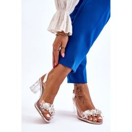 S.Barski Divatos szandál gyöngyökkel, ezüst terasz 2