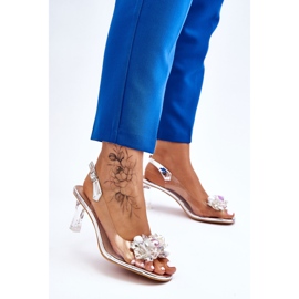 S.Barski Elegáns átlátszó szandál ezüst lila díszítéssel 2