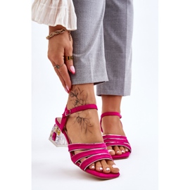 S.Barski Fukszia Callan Velúr szandál kristályokkal rózsaszín 1