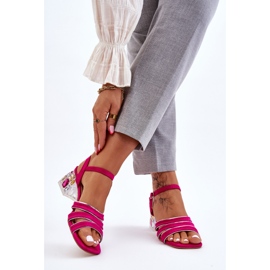 S.Barski Fukszia Callan Velúr szandál kristályokkal rózsaszín 2