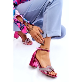 PA1 Alacsony sarkú szandál fukszia monra strasszokkal rózsaszín 3