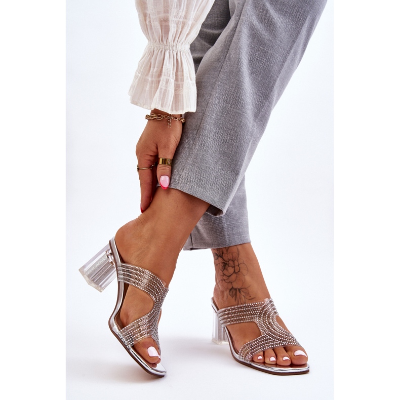 S.Barski Jaxen ezüst sarkú szandál strasszokkal 2