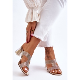 S.Barski Arany Jaxen Sarkú szandál strasszokkal aranysárga 2