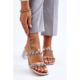 S.Barski Női papucs dekoratív cirkóniával, ezüst Leyla 1