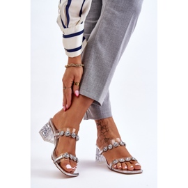 S.Barski Női papucs dekoratív cirkóniával, ezüst Leyla 2