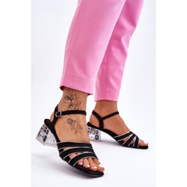 S.Barski Fekete Callan Velúr szandál kristályokkal 2