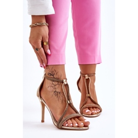 S.Barski Elegáns Szandál Magas Sarkú Jenesis Arany Jenesisvel aranysárga 1