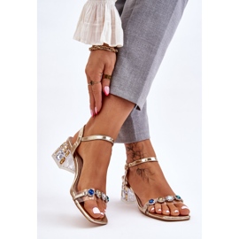 S.Barski Női magassarkú szandál arany Esma kristályokkal aranysárga 2 S.Barski Női magassarkú szandál arany Esma kristályokkal aranysárga 2