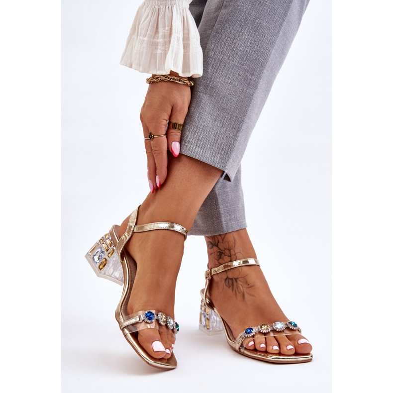 S.Barski Női magassarkú szandál arany Esma kristályokkal aranysárga 2 S.Barski Női magassarkú szandál arany Esma kristályokkal aranysárga 2