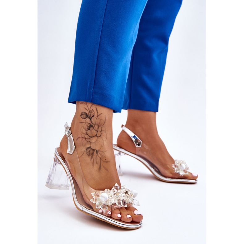 S.Barski Divatos átlátszó szandál ezüst Carmelo díszekkel 1