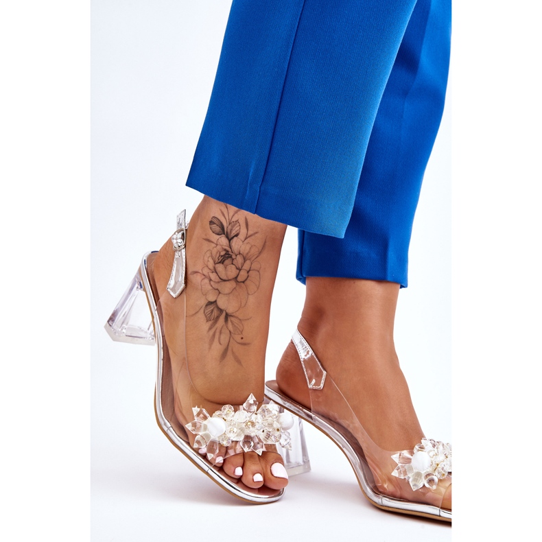 S.Barski Divatos átlátszó szandál ezüst Carmelo díszekkel 2
