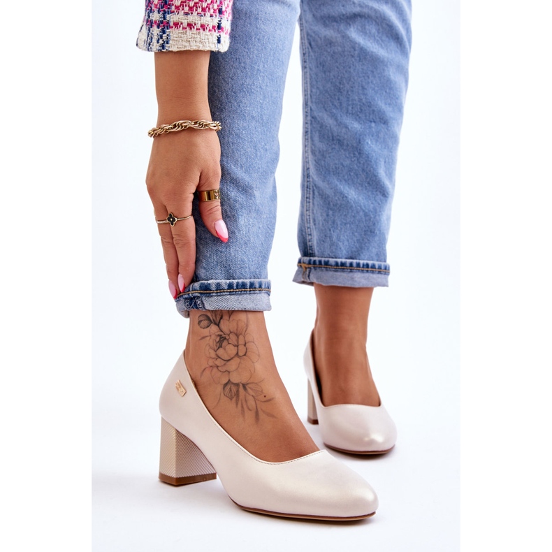 Pumpák a sarkon Sergio Leone PB178 Pearl Beige bézs 1