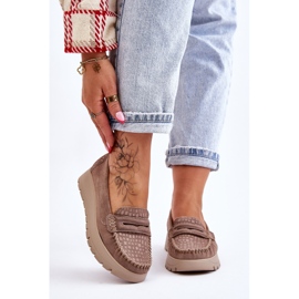 Lemar Milana Suede Platform Loafers Sötétbézs 2