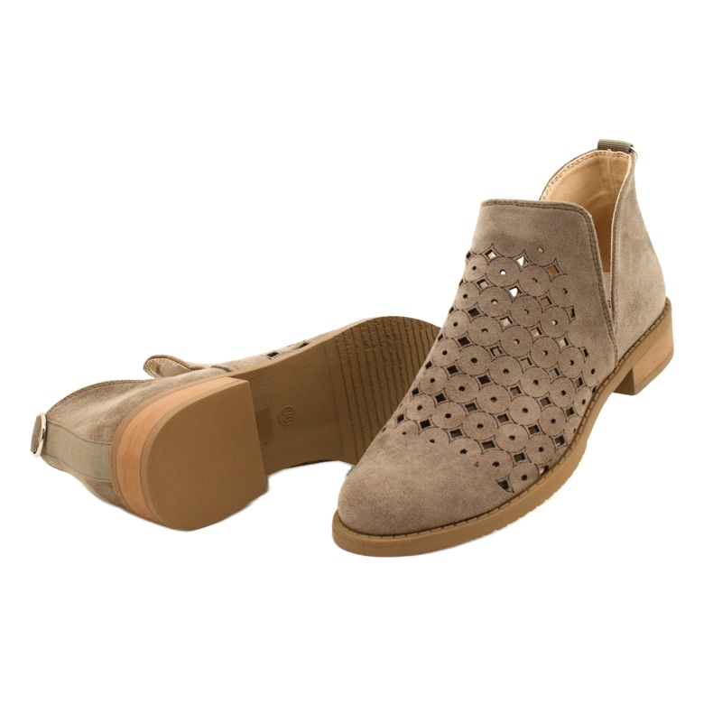 DASZYŃSKI Áttört velúr cipők Vágott Carine bézs barna 5