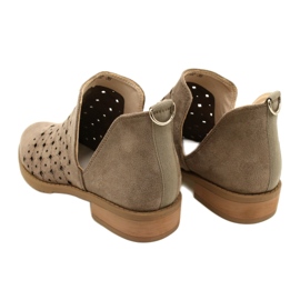 DASZYŃSKI Áttört velúr cipők Vágott Carine bézs barna 7