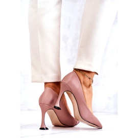 S.Barski Divatos bőr rózsaszín Tamira tűsarkú 4