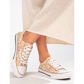 Női Shelovet bézs virágos tornacipő 2