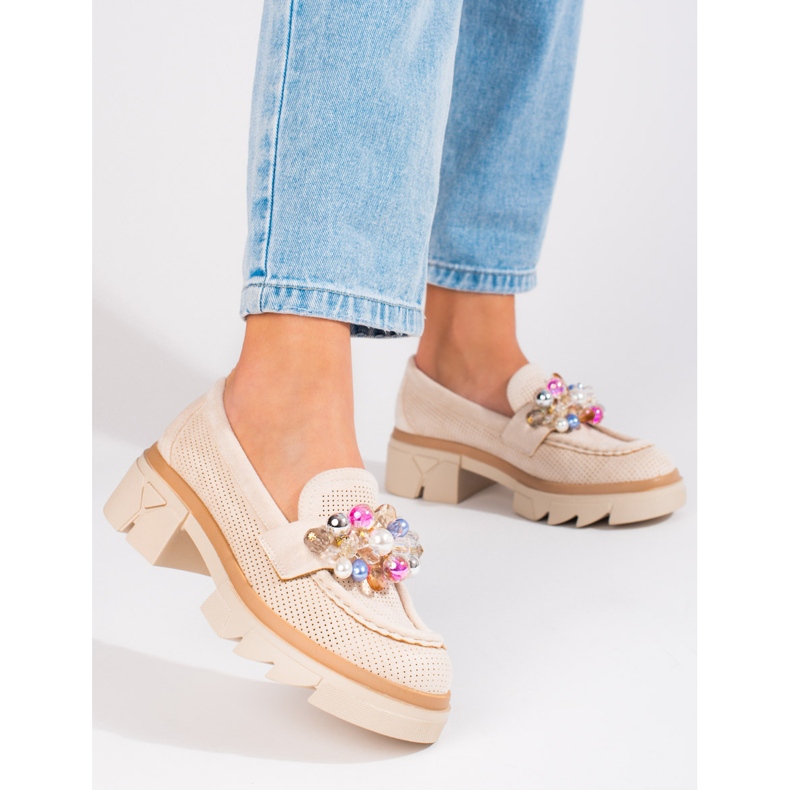 Seastar Női naplopók Shelovet velúr kristályokkal bézs 1