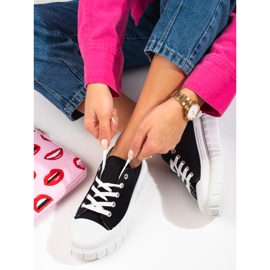 Női Shelovet fekete platform tornacipő 1