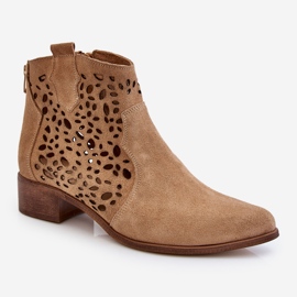 Női áttört csizma Lewski Shoes 2909 Sötétbézs barna 1