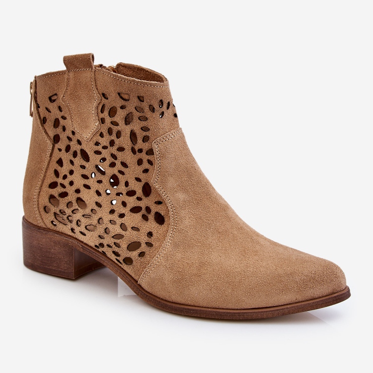 Női áttört csizma Lewski Shoes 2909 Sötétbézs barna 1