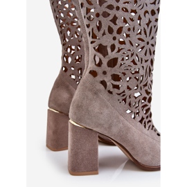 Lewski Shoes Velúr áttört csizma Leski cipő 3234 Cappuccino sokszínű 1