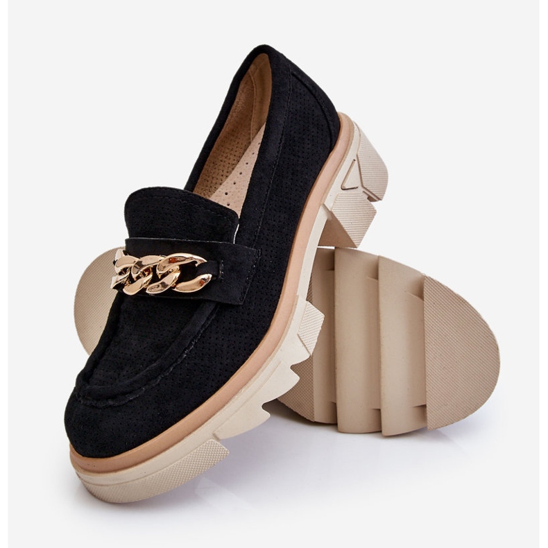 PM1 Női Brogues naplopók Fekete Luella lánccal 1