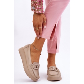 Lemar Bőr járólapos naplopók bézs Desmond díszítéssel 1