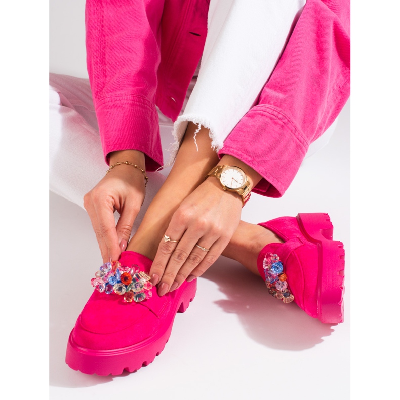 Vinceza rózsaszín női cipő kristályokkal 1