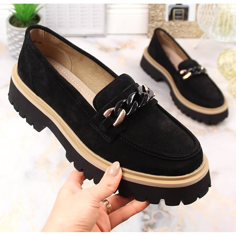 Velúr női naplopók lánccal Filippo DP4589/23 fekete 1