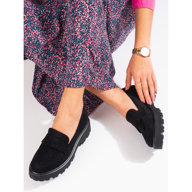 Vinceza női fekete velúr cipő 1