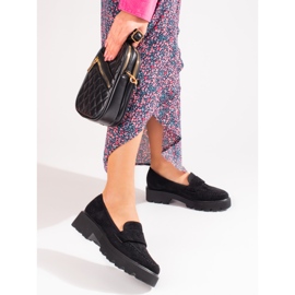 Vinceza női fekete velúr cipő 2