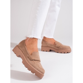 Vinceza női bézs velúr cipő 1