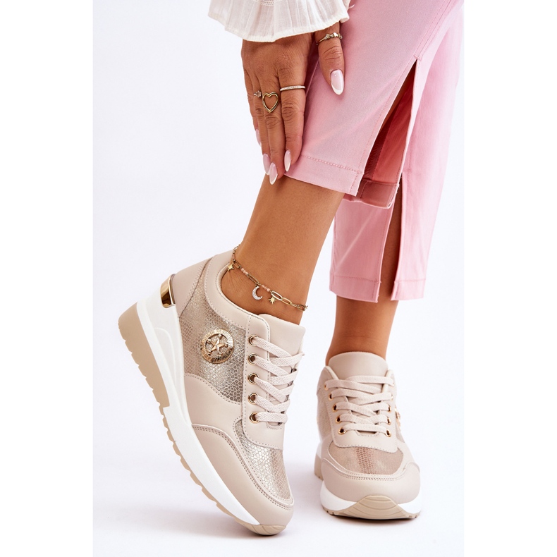 PG1 Divatos Wedge Sneakers bézs Jaliyah 1
