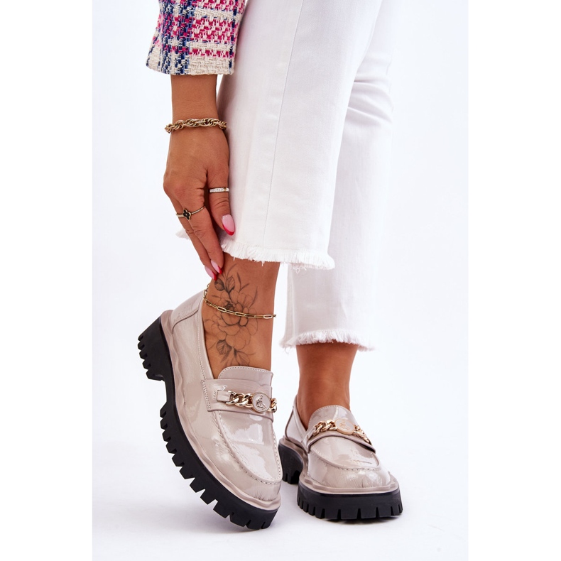 S.Barski Lakkozott Platform Loafers Világosszürke Ronin 2