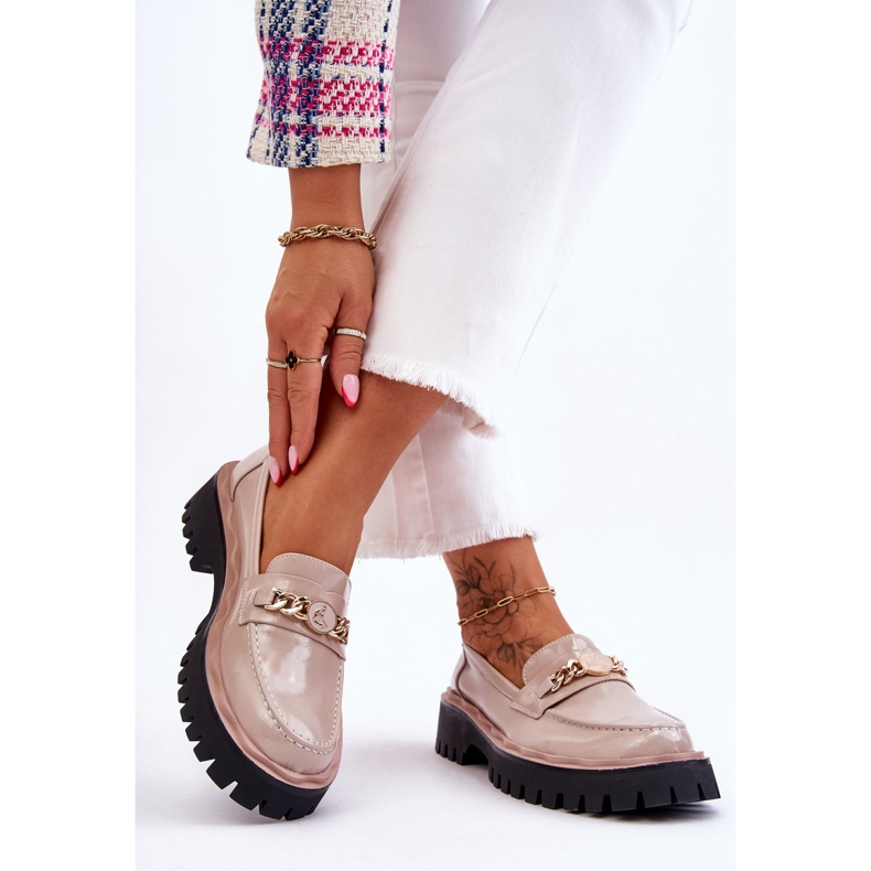 S.Barski Lakkozott Platform Loafers Beige Ronin bézs 2
