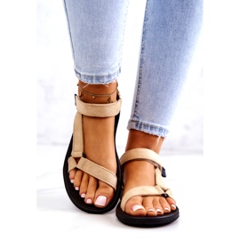 Női velúr sportszandál bézs 3