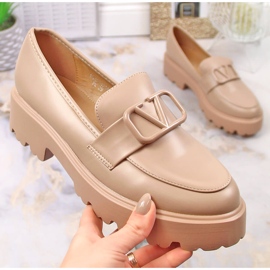 Női magassarkú cipő és bézs platform Vinceza 16380 1