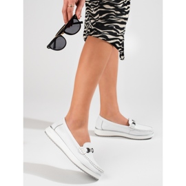 Klasszikus női bőr mokaszin Vinceza fehér 1