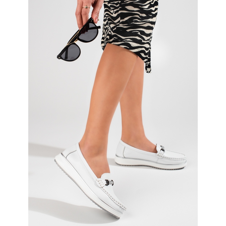 Klasszikus női bőr mokaszin Vinceza fehér 1