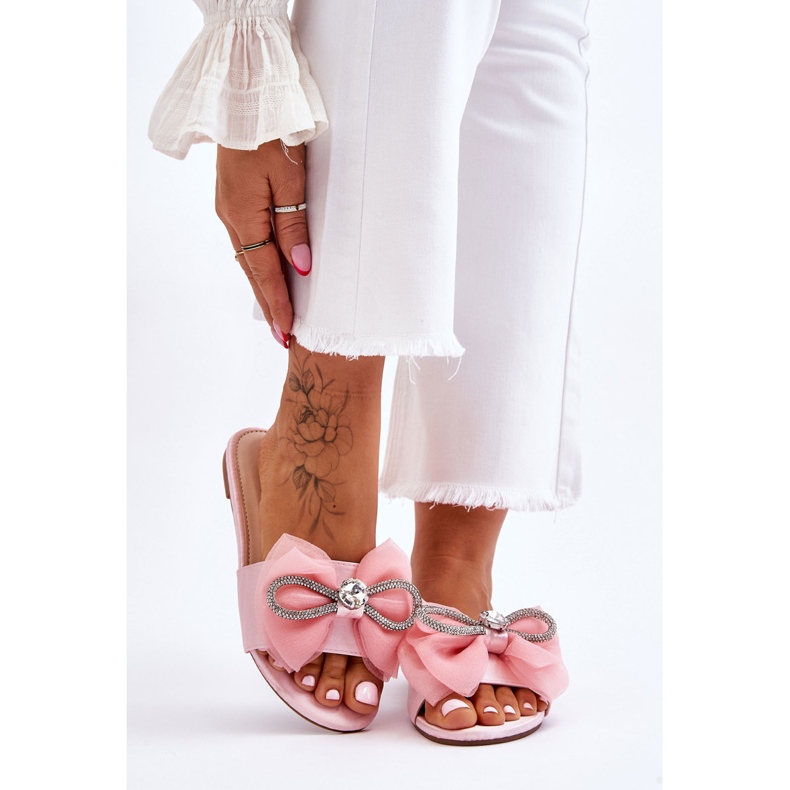 PS1 Női papucs masnival és strasszokkal Pink Jolene rózsaszín 1