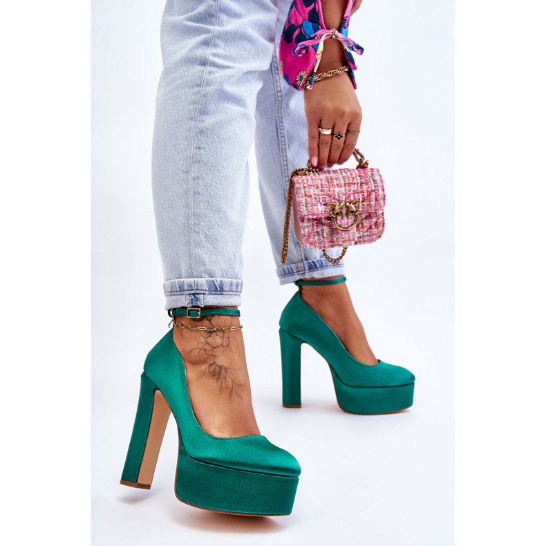BM Divatos Pumpák Magas Sarkú Zöld Hayden 2