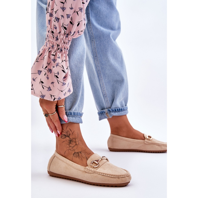 FC3 Klasszikus velúr cipők bézs Arla díszítéssel 2